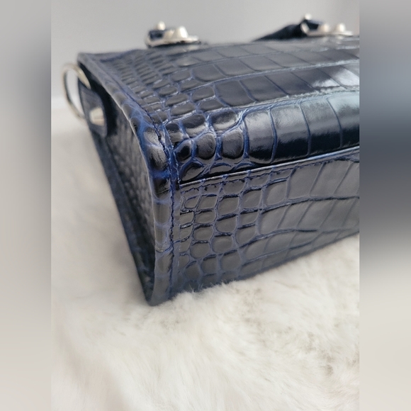 Authentic Balenciaga Mini City Croc in Navy with Silver hardware - Picture 3 of 7